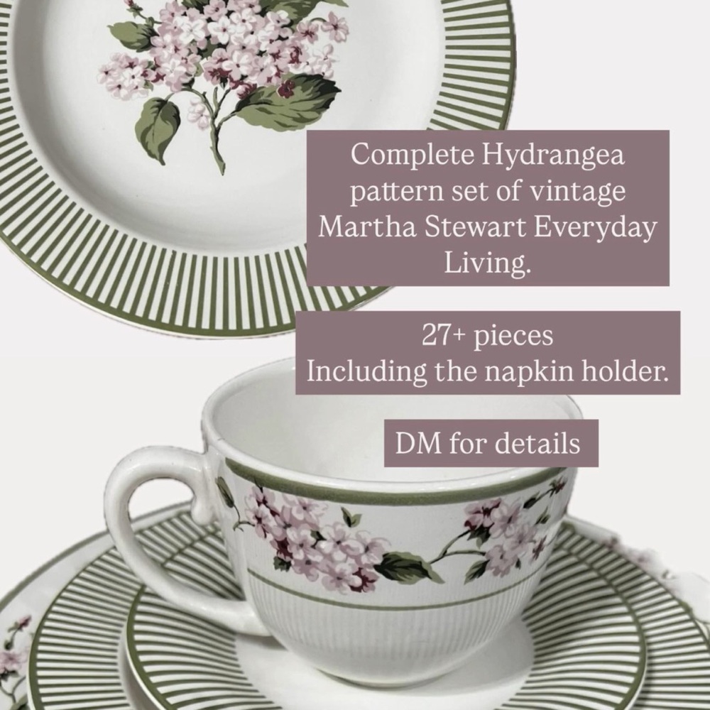 Martha Stewart Floral Green and White Dinnerware Set